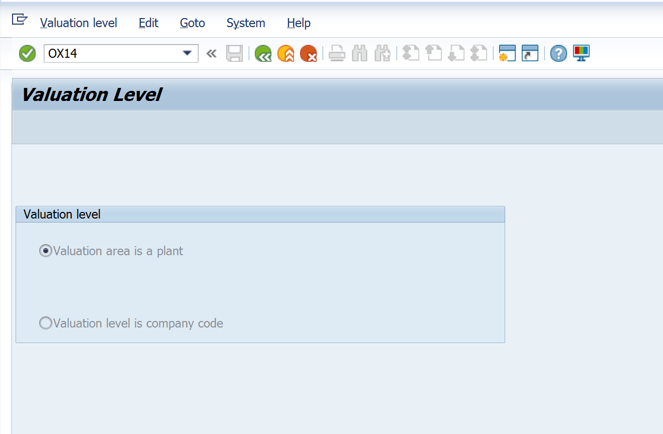 OX14 - SAP valuation level configuration